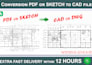 professionally redraw 2d floor plans into autocad dwg, dxf from PDF or sketch